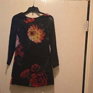 Blush by Us Angels Black Dress with Floral Design